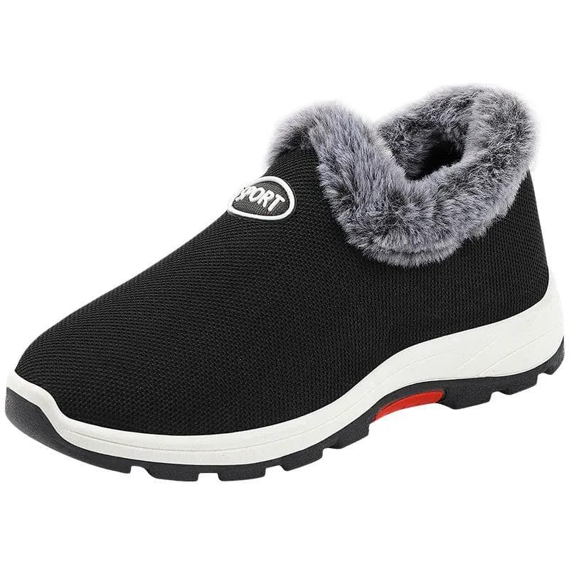 WTEMPO Women's Winter Plush Thickened Cloth Shoes Solid Color Lightweight Anti-skid Wear-resistant Soft Soled Cotton Shoes 36 black