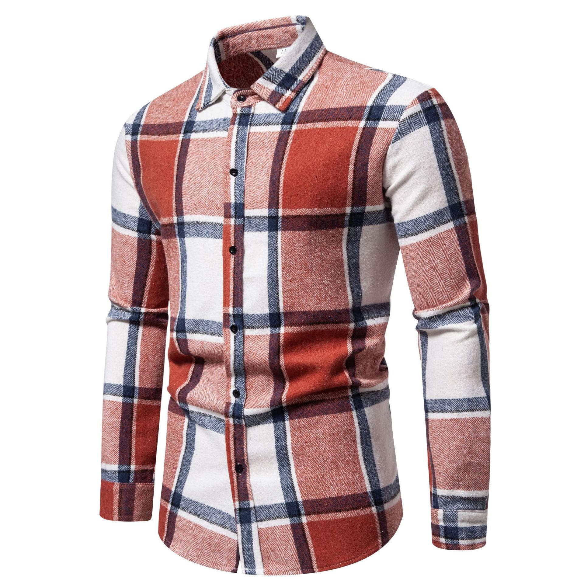Men's Classic Retro Plaid Shirts Long Sleeve Shirt Jacket Casual Business Plaid Shirt for Men Lightweight Work Lapel Shirts M red