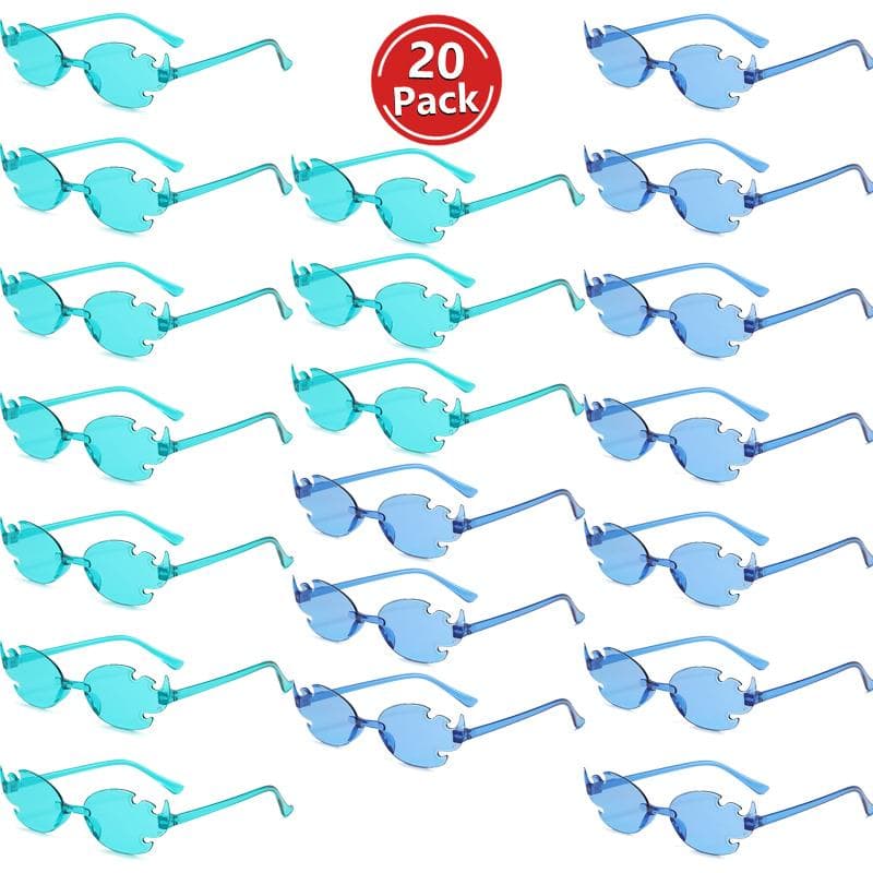KAMMPT 20 Pack Flame Sunglasses Rimless Trendy Multicolor Party Shades Fashion Candy Color Sun Glasses as pciture shows
