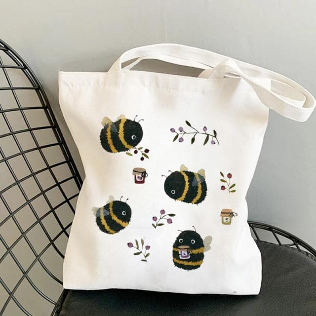 Canvas Tote Bag Shopper Bag Women Designer Handbag 2021 New Girl Fashion Casual Minimalist Style Frog Art Printing Shoulder Bags 24*26cm
