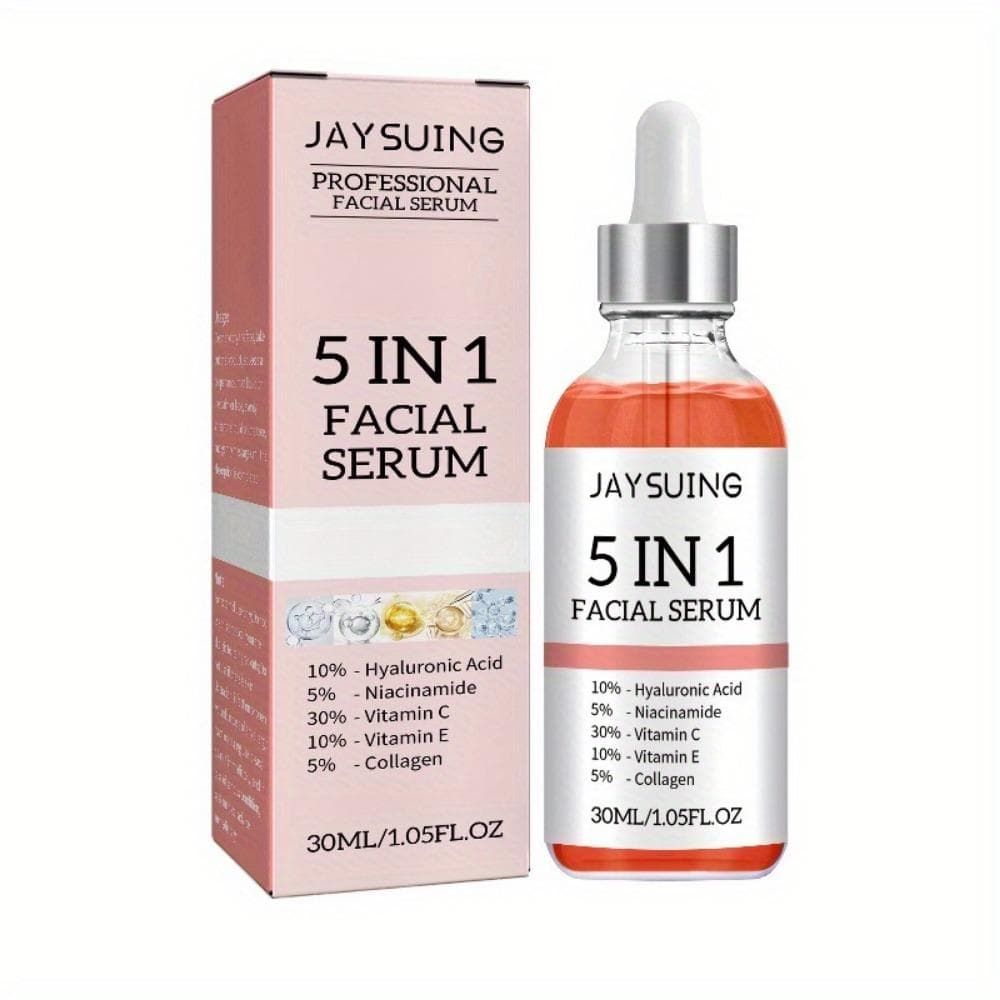5 In 1 Facial Serum Fade Fine Lines Firming Skin Shrink Pores Moisturizing Brightning Vitamin C Hyaluronic Acid Face Serum 30 ml