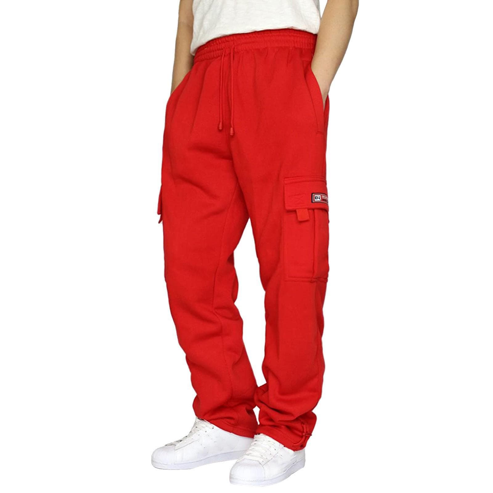 2024 Men's Multi-Pocket Sports Casual Drawstring Trousers with Cuffed Loose Fit Size S