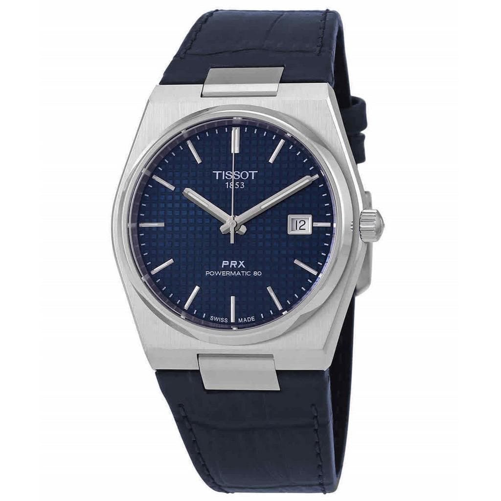 Tissot PRX Powermatic 80 Leather Strap Blue Dial Automatic T137.407.16.041.00 100M Men's Watch blue