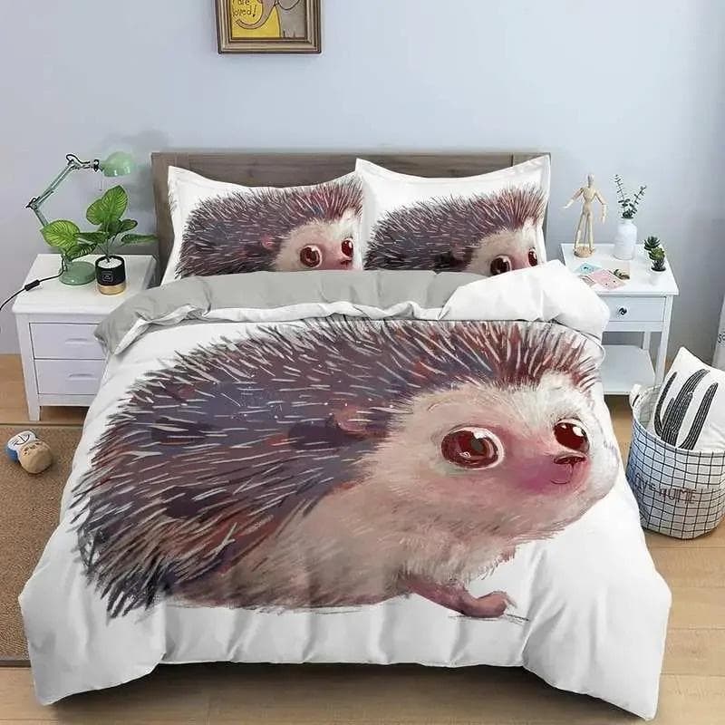 3D Printed Cartoon Hedgehog Bedding Sets exquisite bed supplies set duvet cover bed comforter set luxury birthday gift 135x200cm 2pcs