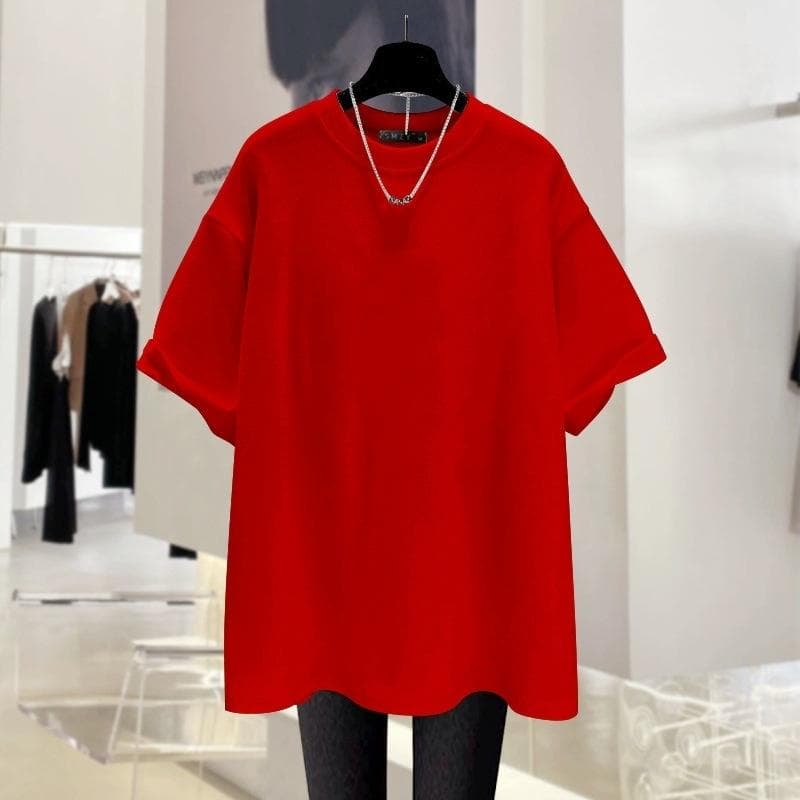 White Short-sleeved T-shirt for Women In Women's Loose Summer New Large Size Slim Cartoon Girl's Mid-length Pure Cotton Top XXXL