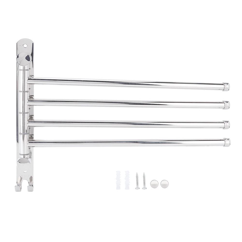 4 Rods Stainless Steel Wall Rotation Towel Storage Rack Shelf Holder Bar Bathroom Organizer