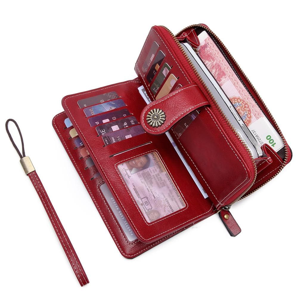 High Quality Women Wallet RFID Anti-theft Leather Wallets For Woman Long Zipper Large Ladies Clutch Bag Female Purse Card Holder