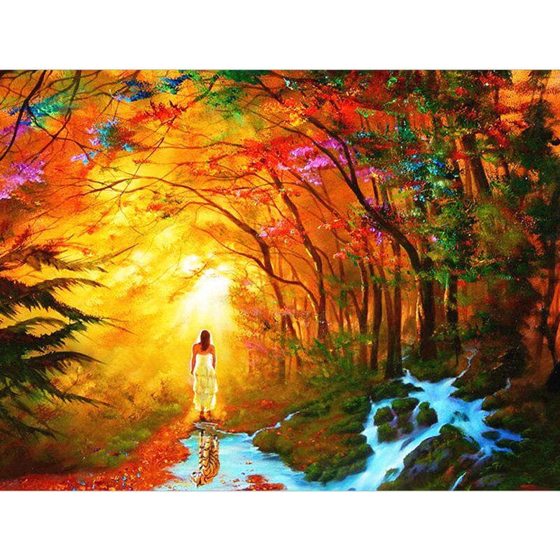 Diamond Embroidery Autumn Forest Landscape Handmade Diamond Painting Needlework Mosaic Cross Stitch 20X30CM