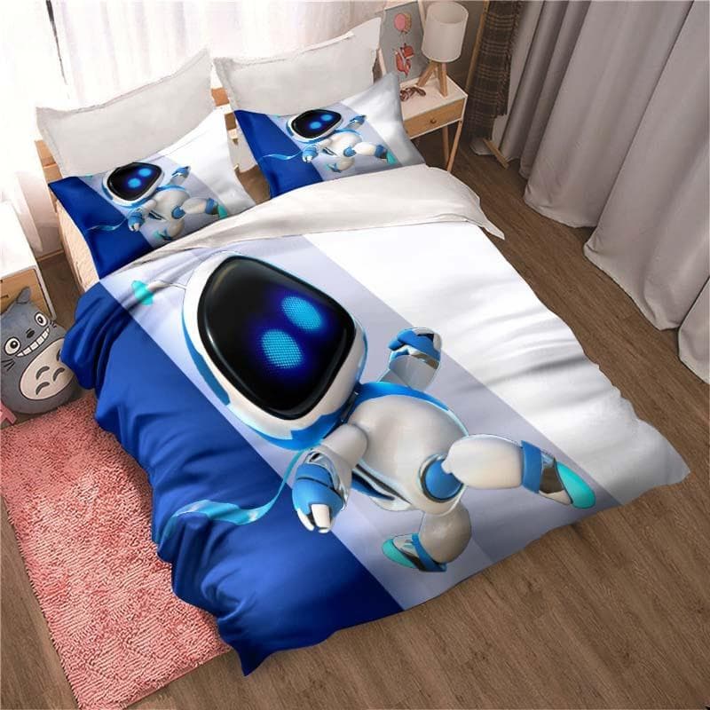 ASTRO BOT Cute Cartoon Bedding Set Duvet Set Single Double Bed King Size Bed Set Adult Children Bedroom Duvet Cover Pillow Case 140x210cm 2pcs