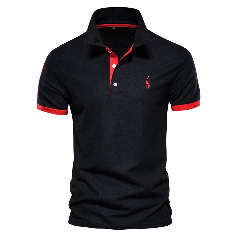 Summer Short-sleeved T-shirt Men's Polo Business Casual Polo Shirt Men's Slim Fashion Men's Polo Cotton High-quality T-shirt Simple Outdoor XL red/black