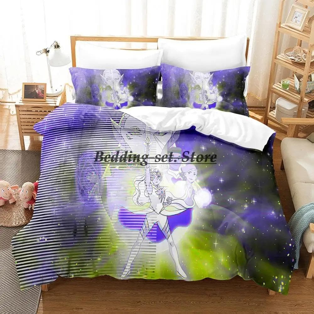 She Ra And The Princesses Of Power Bedding Set Single Twin Full Queen King Size Bed Set Bedroom Duvetcover Sets Anime US Twin 173x218cm