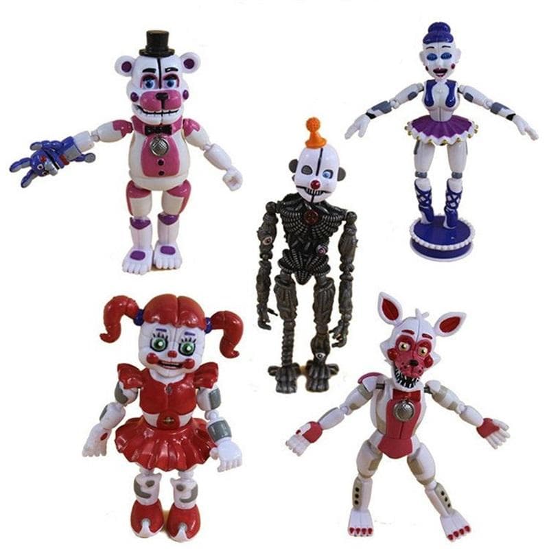 5pcs/set Anime Cartoon Toy FNAF Foxy Bear PVC Figure Kid Gift