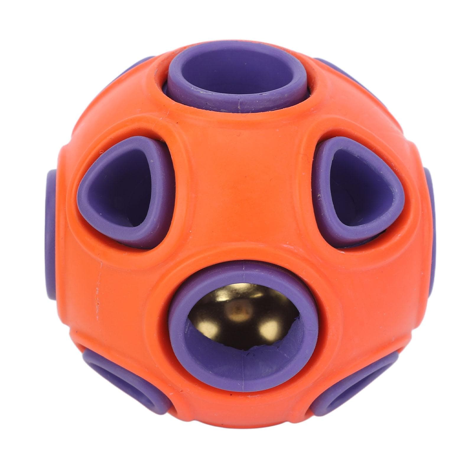 Dog Toy Ball Bite Resistant Durable Rubber Interactive Pet Food Dispensing Toy Ball with Bell Sound orange