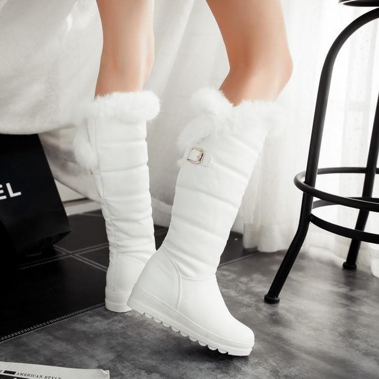 Women's Casual Sexy High Heel Boot Knee High Leather Boots Snow Boots 39 white
