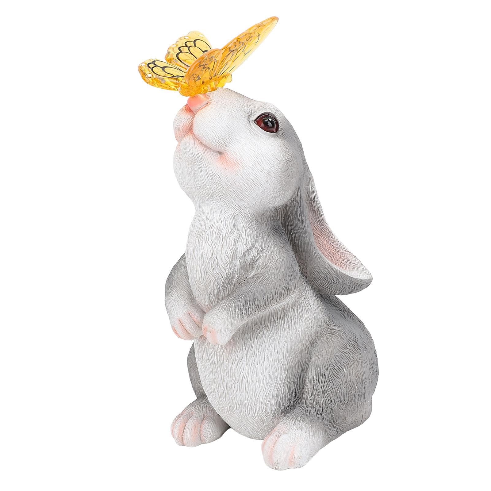 Solar Garden Statue Outdoor Decor Rabbit with Changing Lights Housewarming Bunny Outdoor Decor for