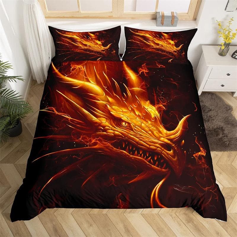3D Dragon Themed Household Bedding Set Chinoiserie Style Quilt Cover Pillowcase 2/3 Pieces AU180 * 210 Full Size Decorative Quilt Cover US Full 200x230cm