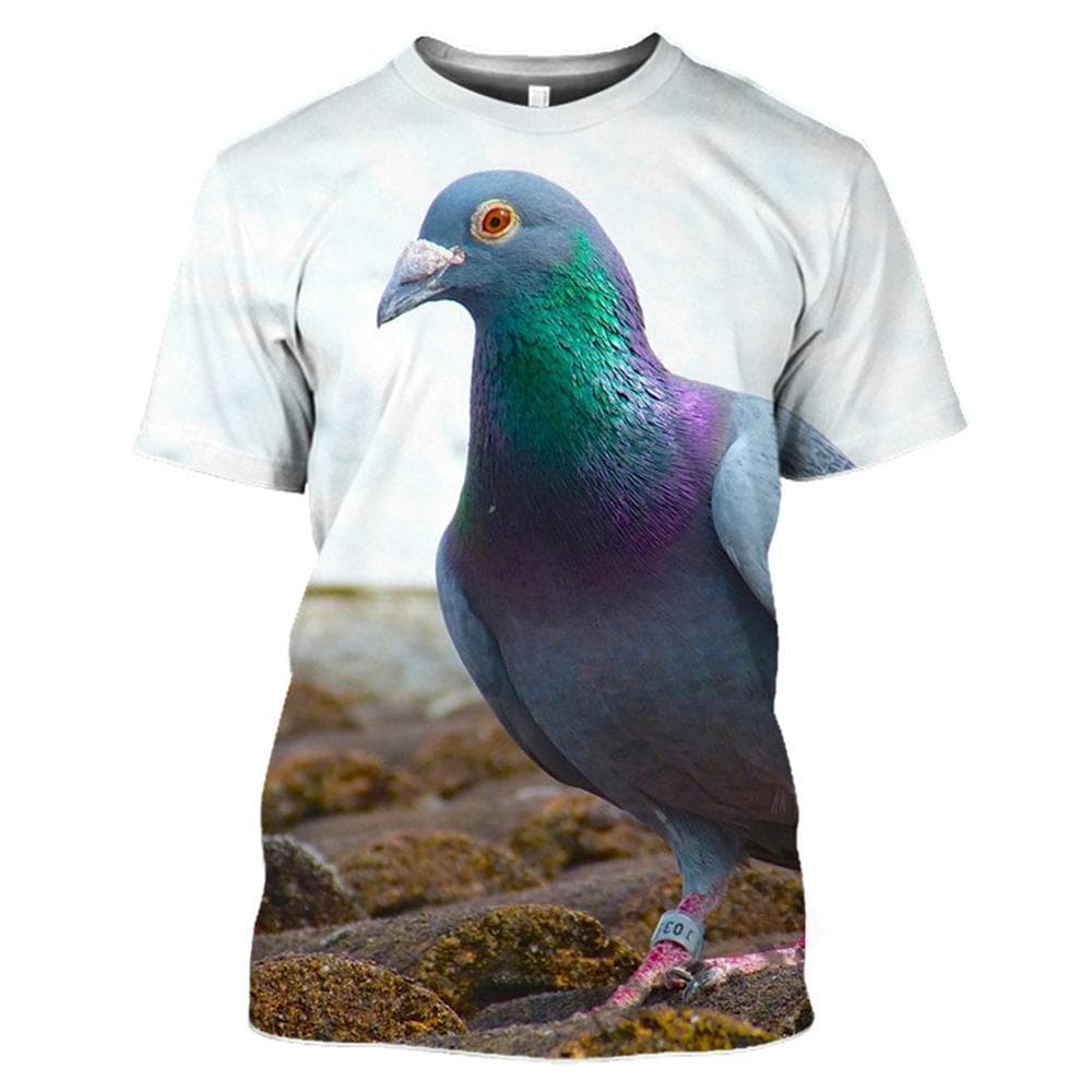 New Summer Wild Pigeon Pattern 3D Print T-Shirts Men Hip Hop O-Neck Short Sleeve Oversized Harajuku Tee Top XS