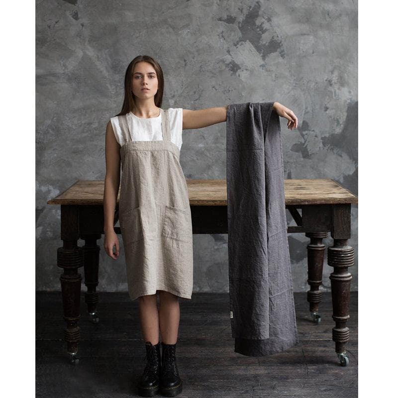 French Linen 100% Stone Wash Table Path Custom Luxury Pure Color Tea Table Runner Western Dining Table Decoration Accessories 40x240cm dark grey