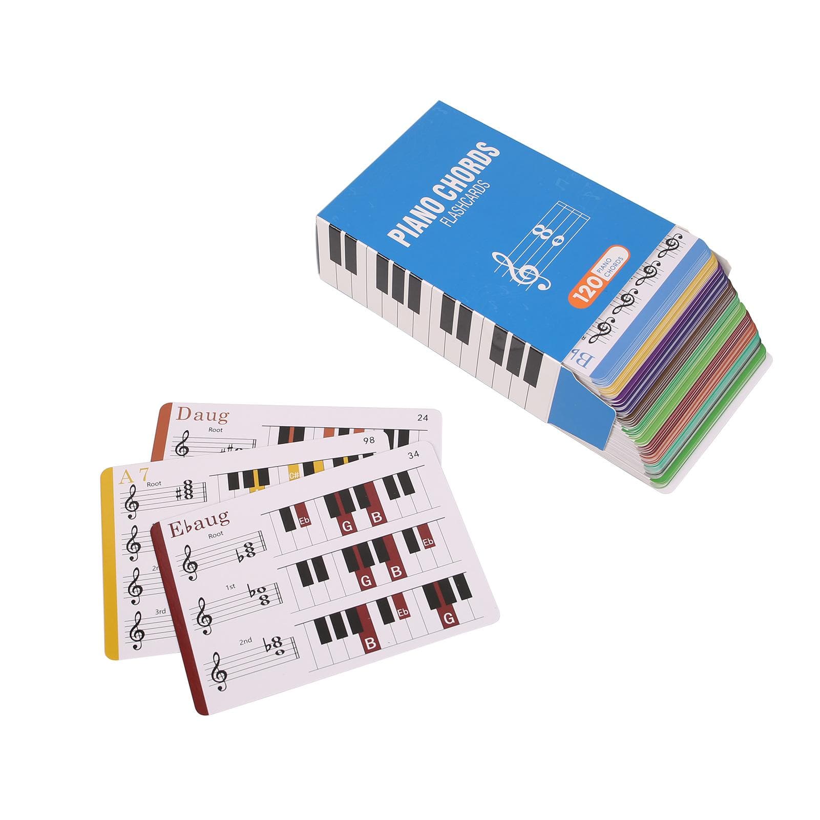 Piano Chord Card Piano Chords Chart Finger Chart 120pcs Color Coded Cards for Piano Beginners Music blue