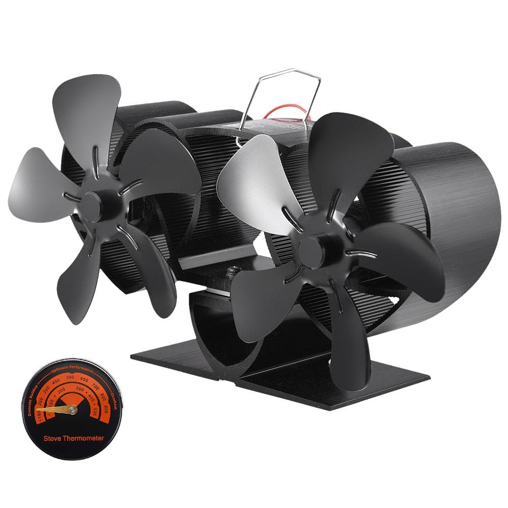 Dualmotor Stove Fan 10 Blades Heat Powered Stove Fan Fireplace Fan NonElectric Quiet Operation black