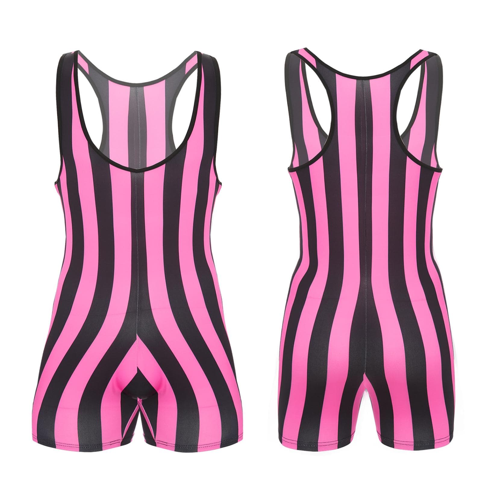 Men's One Piece Swimsuit Sleeveless Slim Fit Fitness Gym Sports Bodysuit Men Surfing Clothes XL hot pink