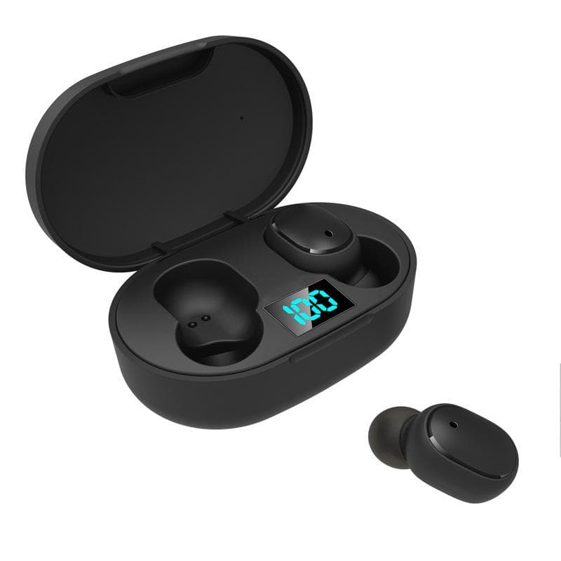 Updated E6S TWS Wireless Earphones For Xiaomi Huawei LED Digital Display Subwoofer HiFi Stereo Music With HD Microphone Noise Cancel Headset In-Ear black