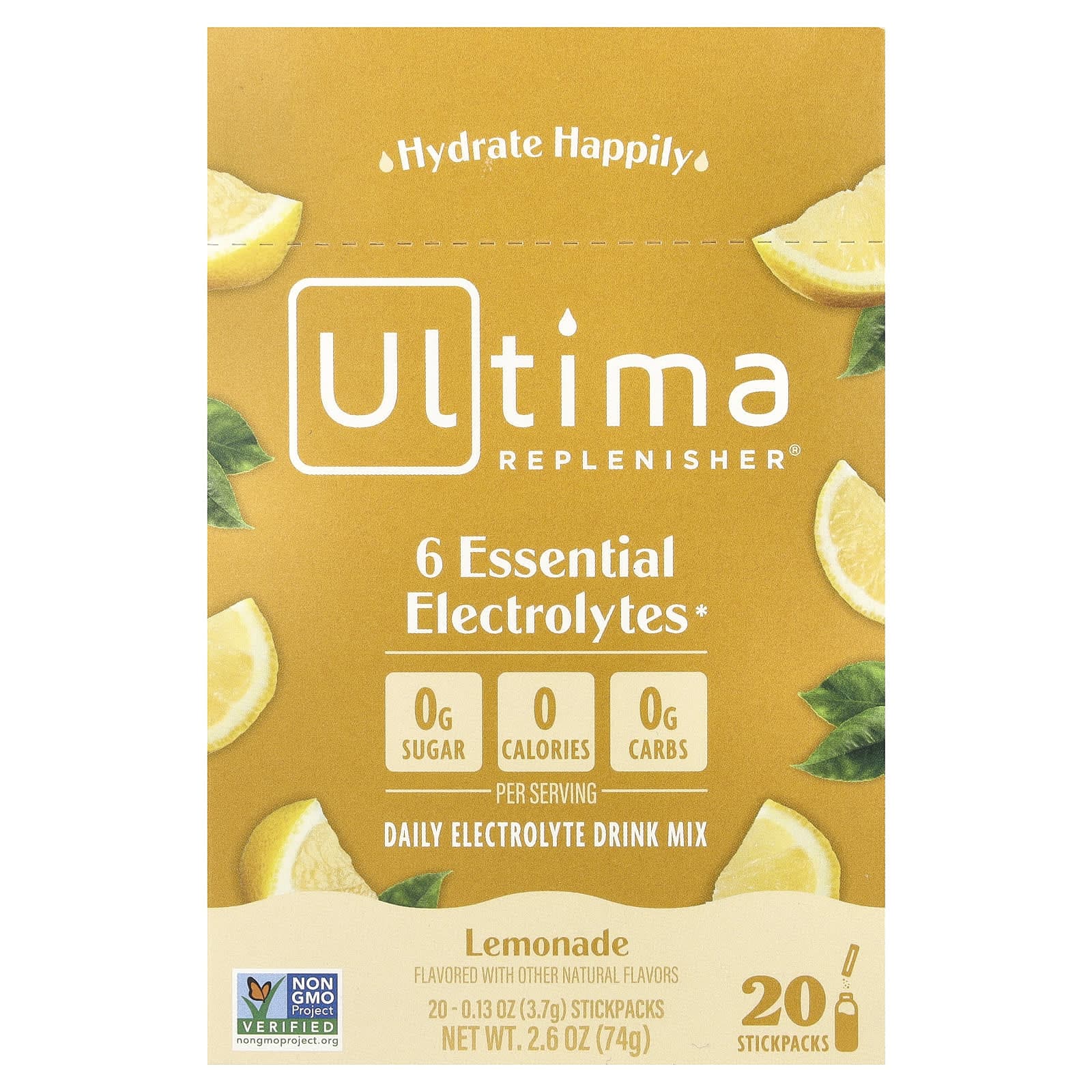 Ultima Replenisher, Daily Electrolyte Drink Mix, Lemonade, 20 Stick Packs, 0.13 oz (3.7 g) Each