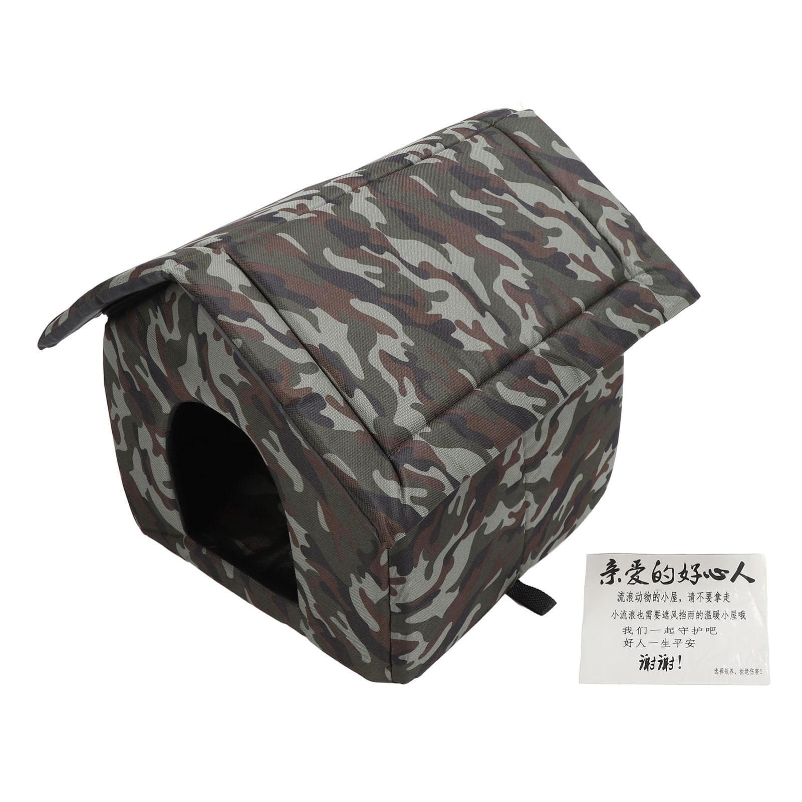 Outdoor Cat House Removable Warm Keeping Waterproof Feral Cat Dog Shelter House for Indoor Garage L(for 6.5-9kg) green
