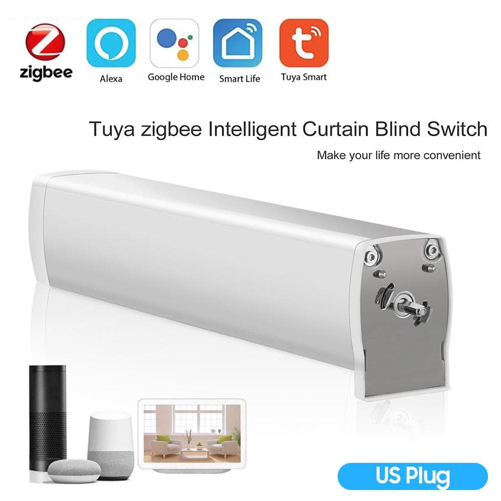 Tuya Smart Zigbee Electric Curtain Motor WiFi App Smart Timing Remote Control Works With Smart Life US Plug