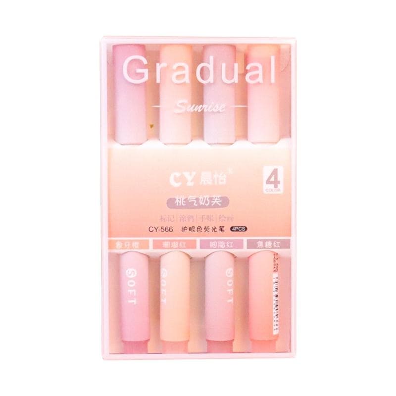 4pcs/Box Highlighter Pen Kawaii Markers Multifunctional Color graffiti Painting Liner Pen Students School Supplies Stationery pink