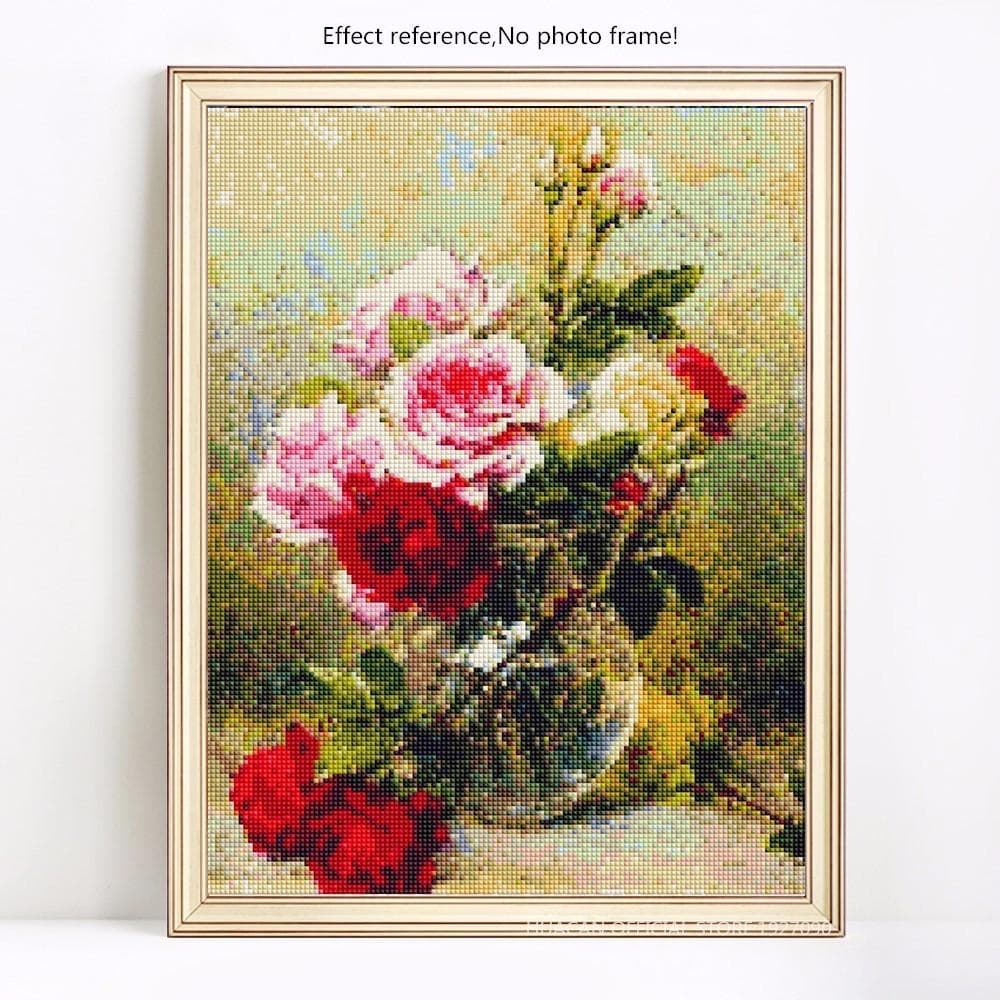 Diamond Painting With Round Stones Flowers Hobby And Handicraft Mosaic Diamond 20X30