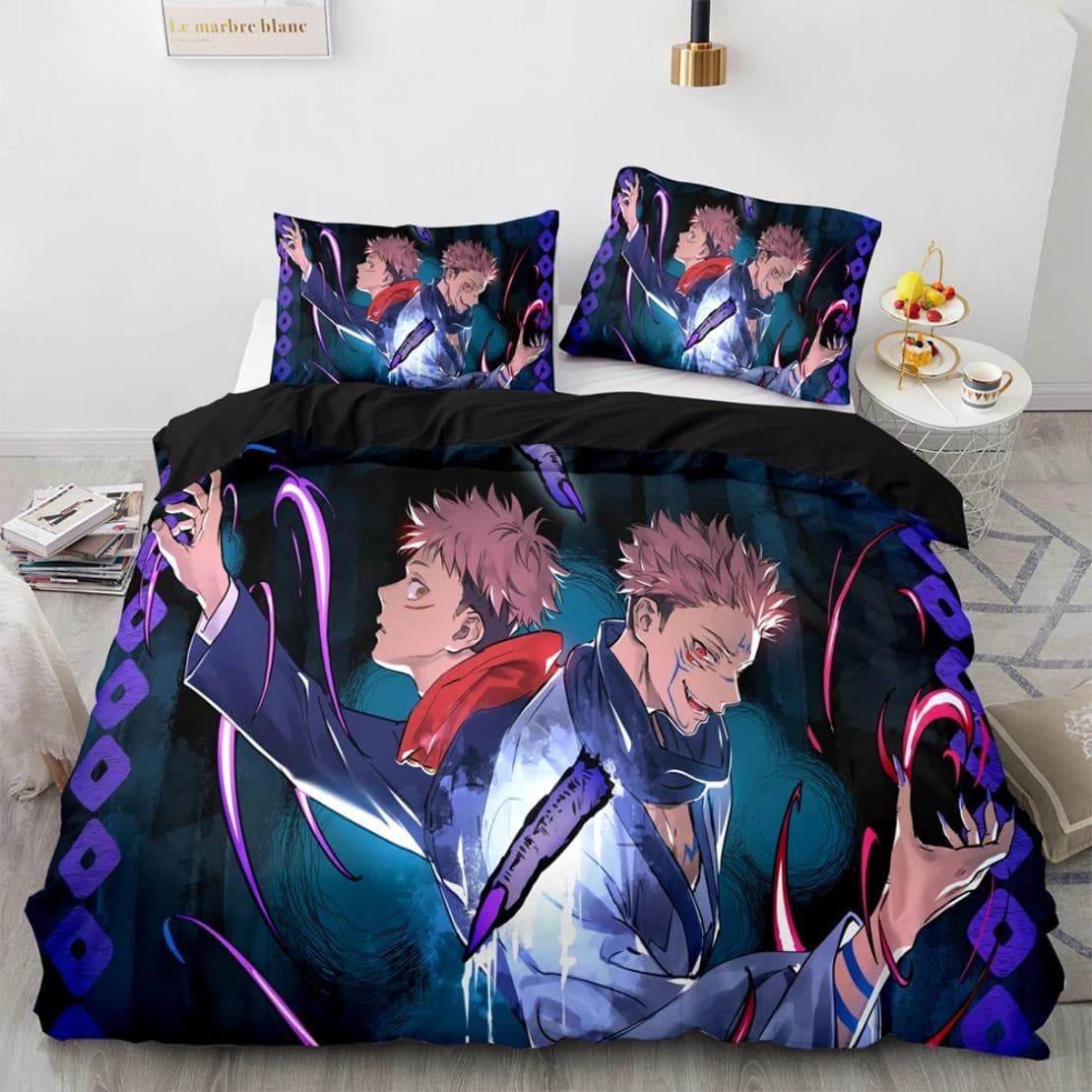 Satoru Gojo Quilt Cover and Pillowcases Single/Double/Queen/King,Japan Famous Anime Duvet Cover Sets,Jujutsu Kaisen Bedding Set 180x210cm 3pcs