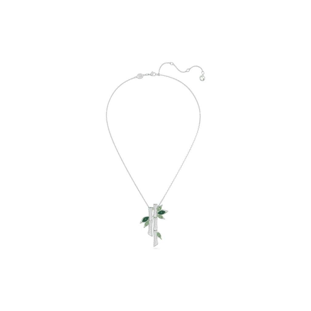 Swarovski Dellium Bamboo Shaped Fashion Rhodium Plated Necklace Women necklace Silver 5645369 Box (Random Color)