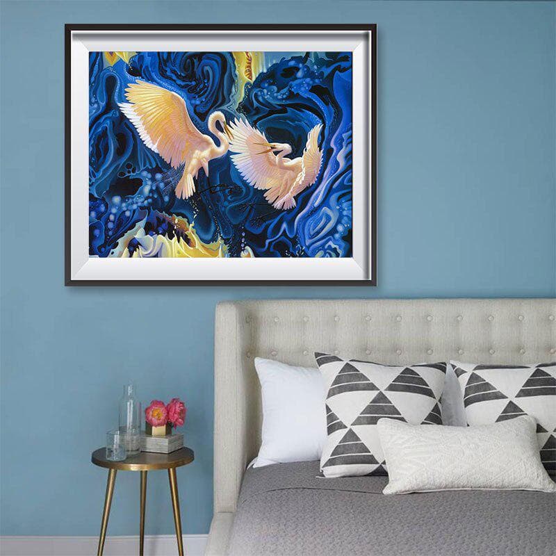 Diamond Embroidery Crane Animal Handmade Diamond Painting Mosaic Cross Embroidery Home Decoration 20X30CM