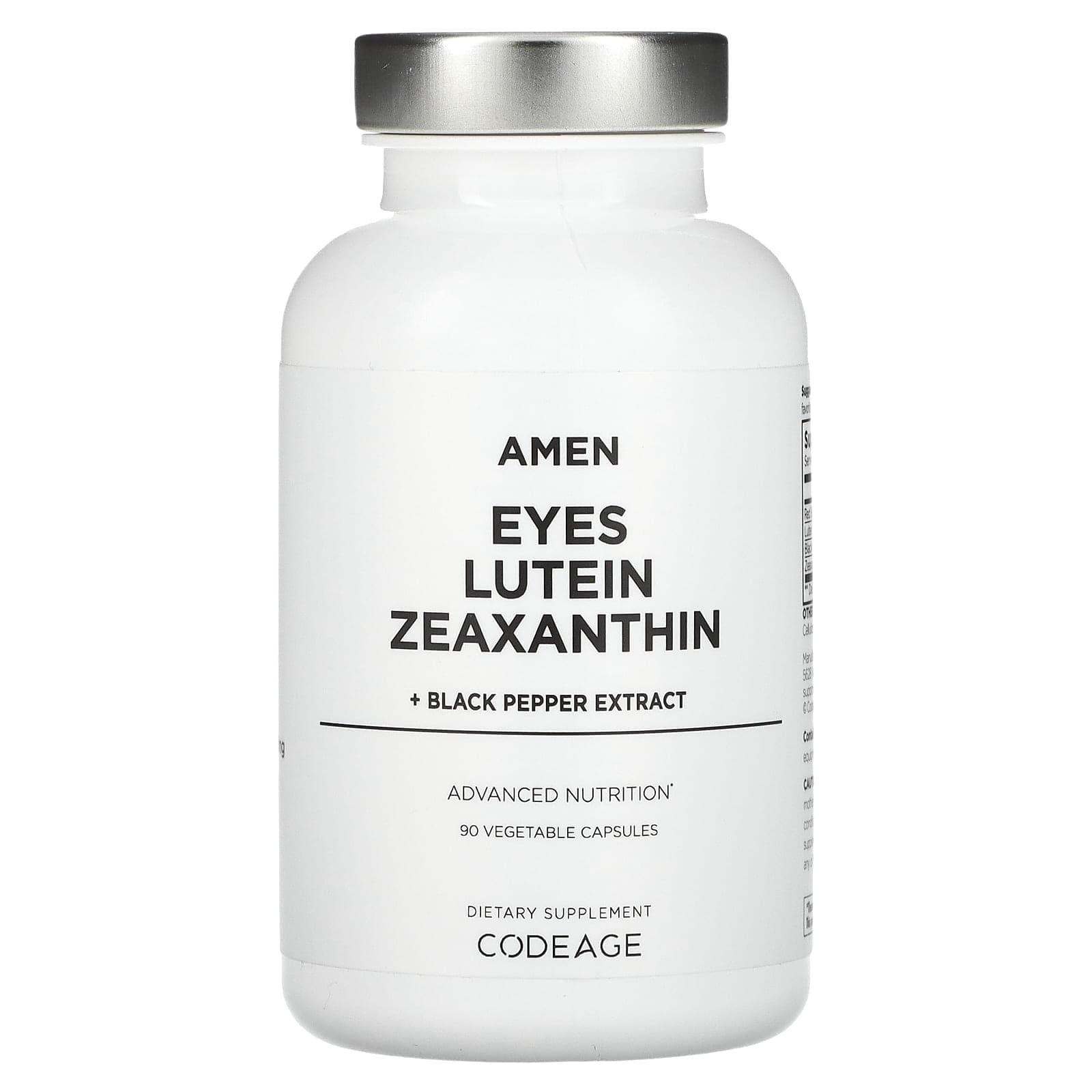 Codeage, Amen, eye, lutein, zeaxanthin + black pepper extract, 90 vegetable capsules