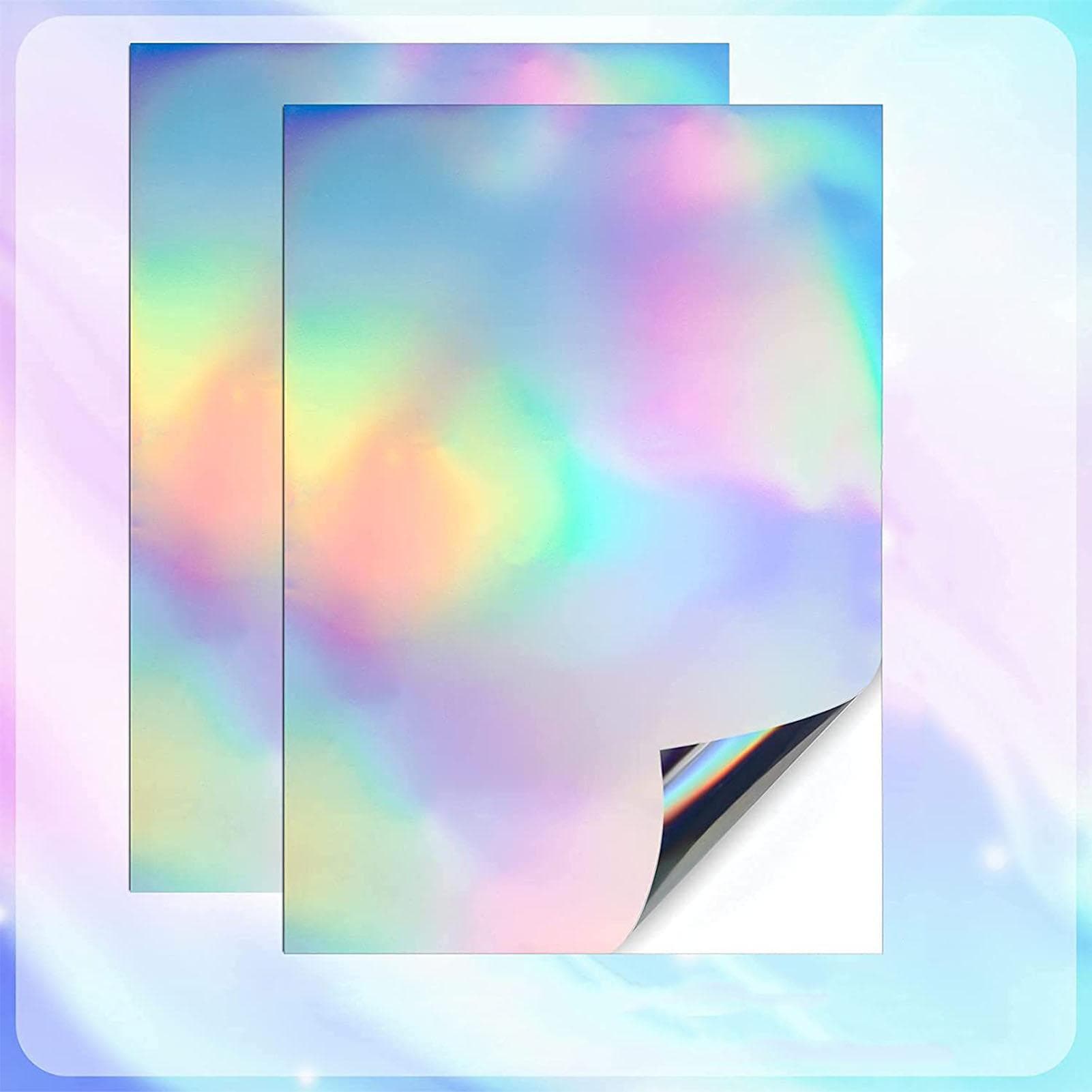 20Pcs Printable Holographic Sticker Paper A4 Dries Quickly Waterproof PET Rainbow for Ink Jet