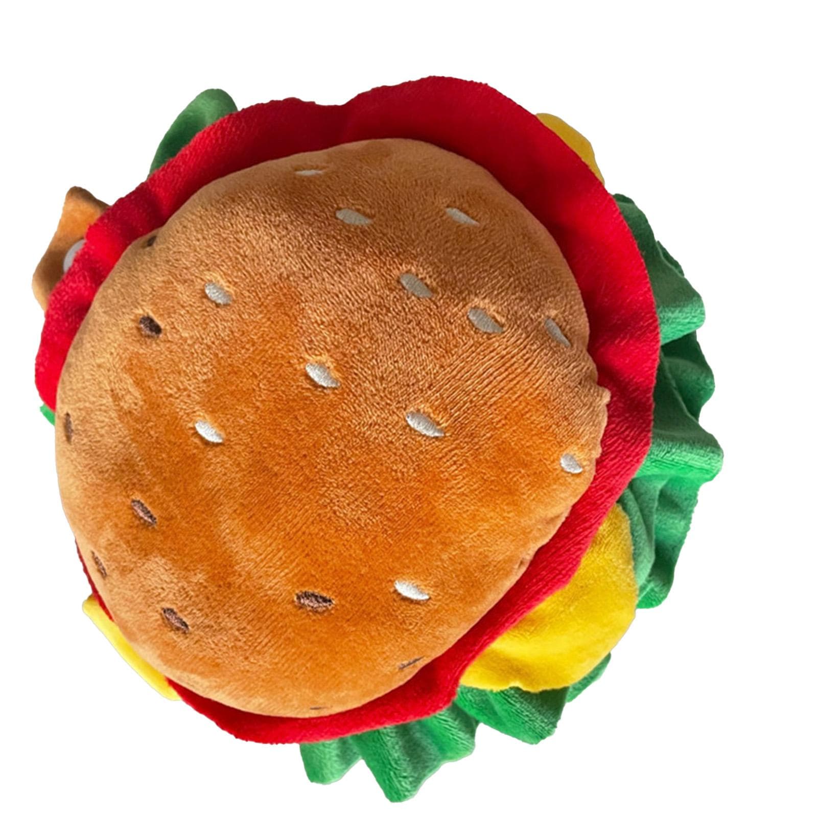 Cat Hamburger Headwear Cartoon Cute Soft Comfortable Plush Adjustable Pet Hat Headwear for Party L