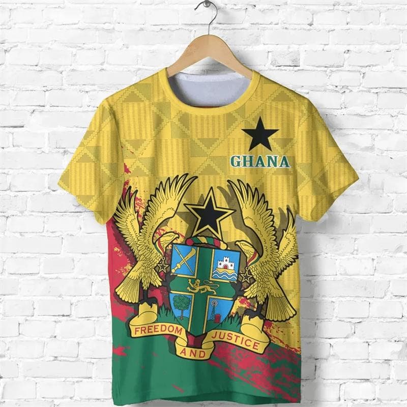 3D Ghana Nationa IndependenceDay Printed T Shirt The Republic-of Ghana Emblem Flag Graphic Tee-shirts For Men Mens Clothing Tops 4XL