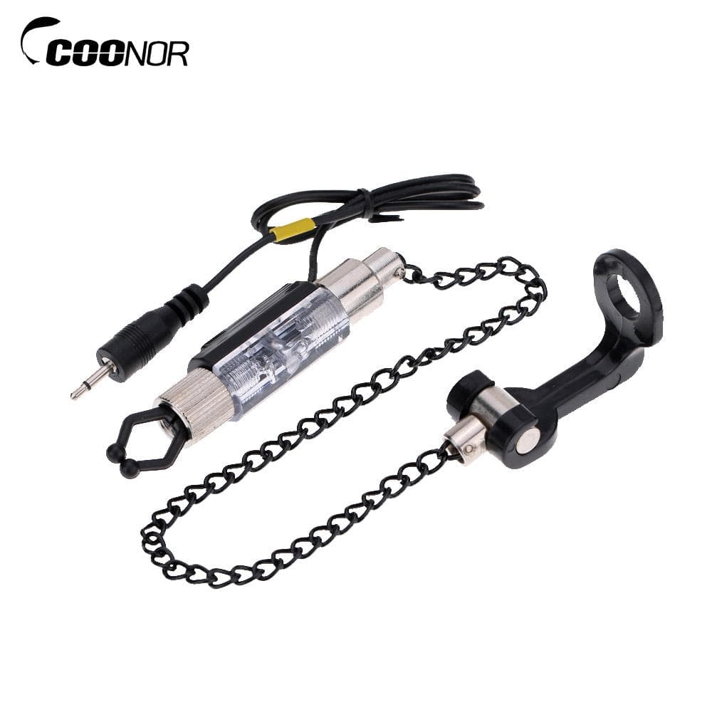 Iron Fishing Bite Alarm Chain Hanger Swinger LED Illuminated Indicator yellow