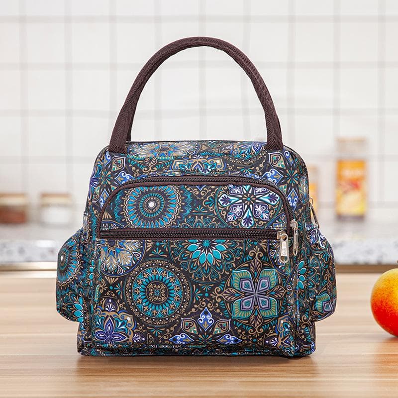 Women's Handbag Thickened Oxford Cloth Bag Bento Lunchbox Bag Middle-aged Mother Handbag To Work with Lunch Bag 25*11*21cm