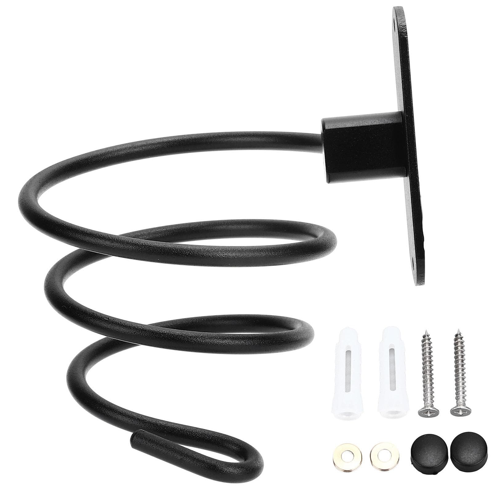 Hair Dryer Holder Wall Mounted Bathroom Blower Hanging Rack Organizer Punching Free Black