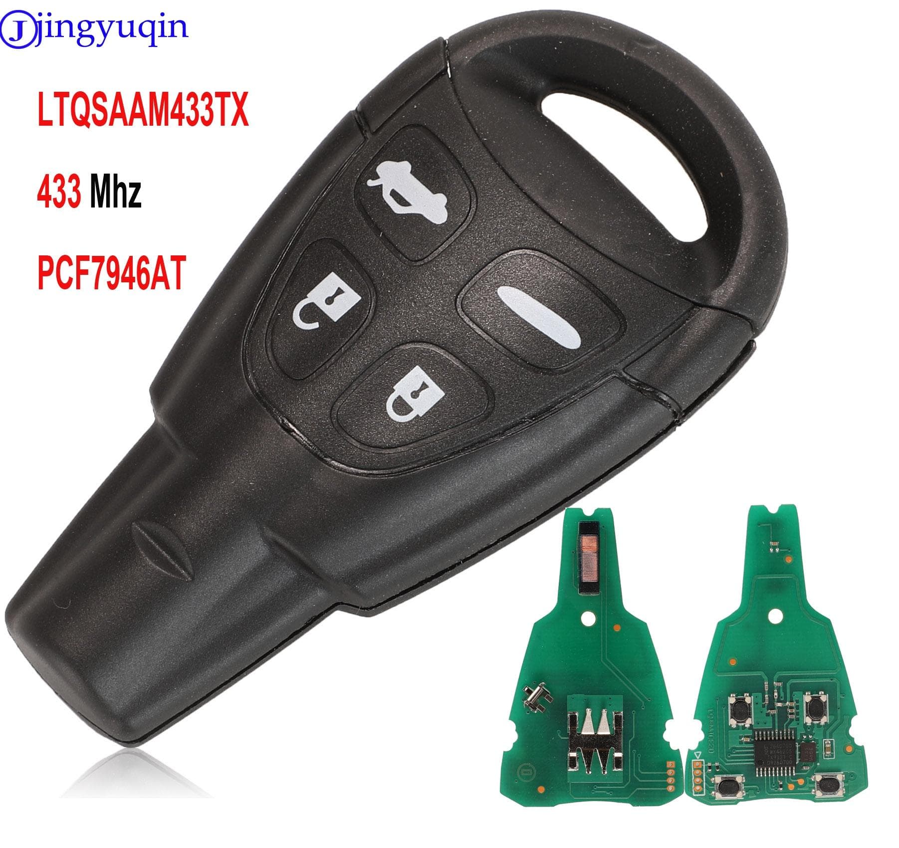 jingyuqin Remote Key Fob 433Mhz PCF7946AT For SAAB 9-3 9-5 2003-2010 LTQSAAM433TX Replacement Refit Car remote Key A BLADE popstar