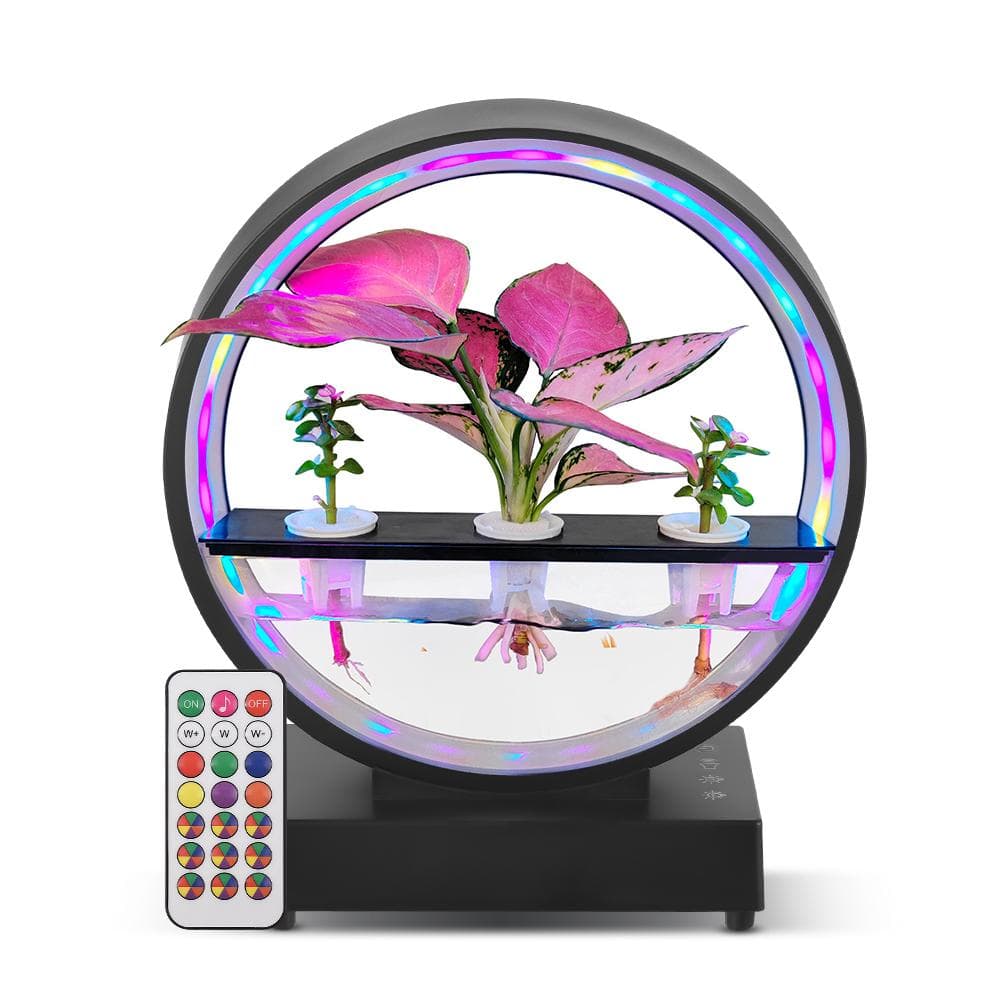 Water Feature Indoor with BT Speaker White Noise LED Ring Lights Tabletop Ornament Remote Control no water pump with white noise black
