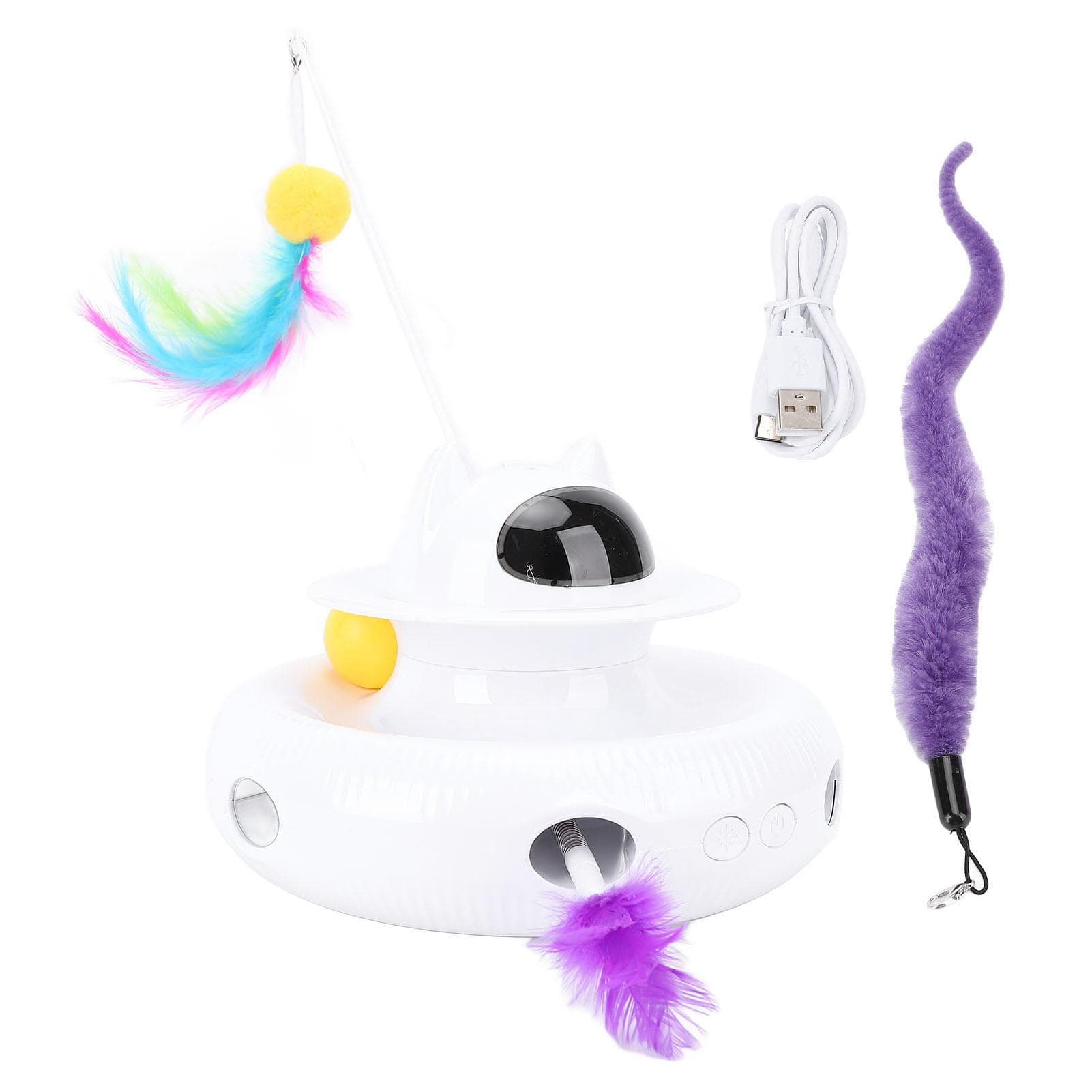 Interactive Cat Feather Toy Automatic Rotating Reduce Boredom Promote Exercising Funny Feather