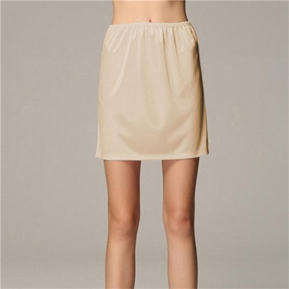 Summer Women's Lining Skirt Mini Base Skirt Casual Anti-permeable and Anti-glare Half-length Skirt tan