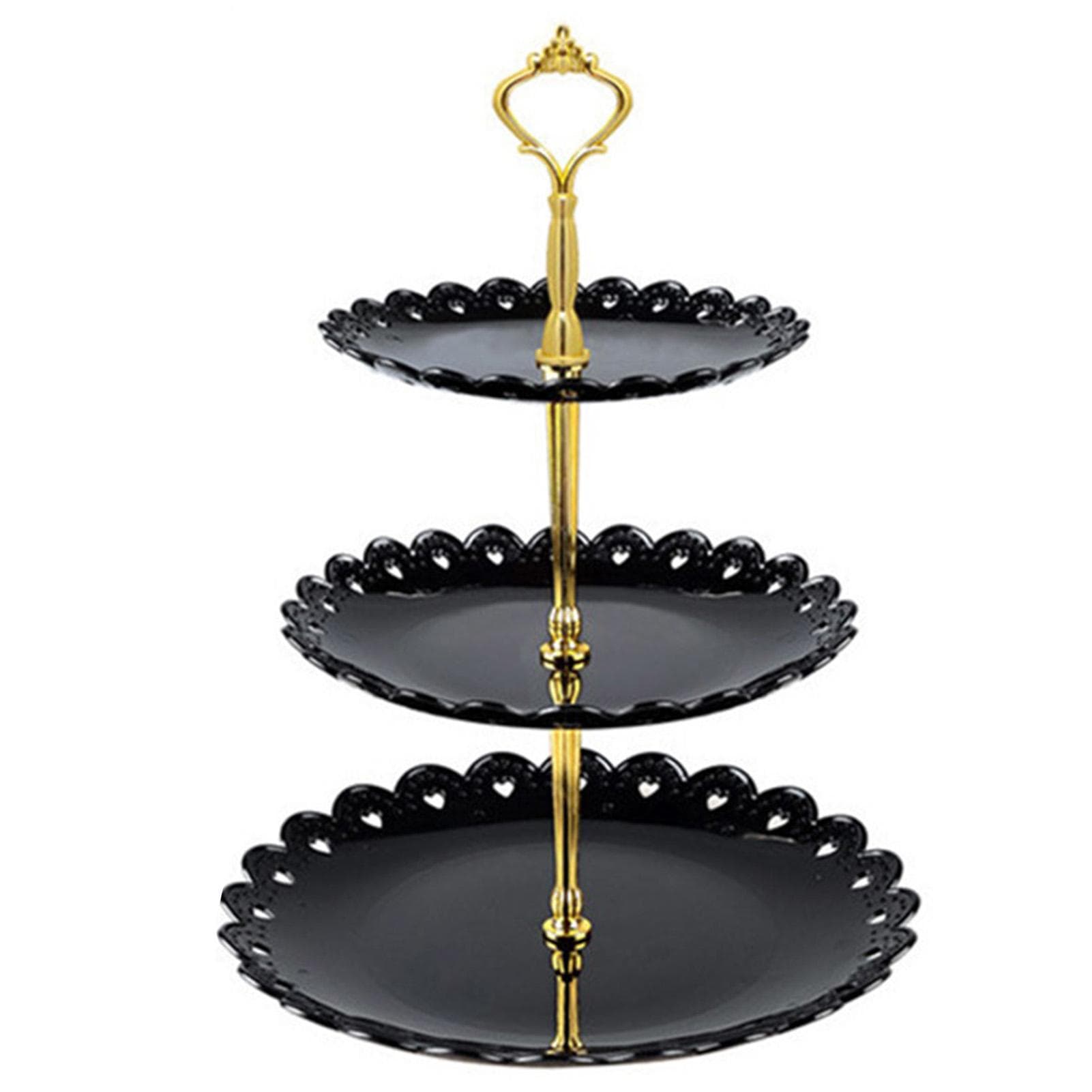 3 Tier Cupcake Stand Tray 13.8in Height Space Saving Lightweight Dessert Tower Display Holder for black