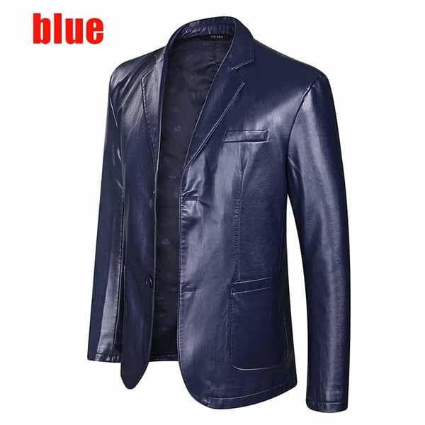 Large Size 7XL Leather Suit Loose Lapels Leather Jacket Men's Plus Size Leather Casual Suit Jacket 6XL blue