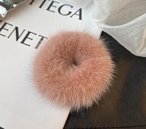 Korean Minimalist Mink Fur Hair Loop Cute Internet Red Plush Ball High-end Feel Hair Rope Headwear Leather Band Hair Accessories for Women