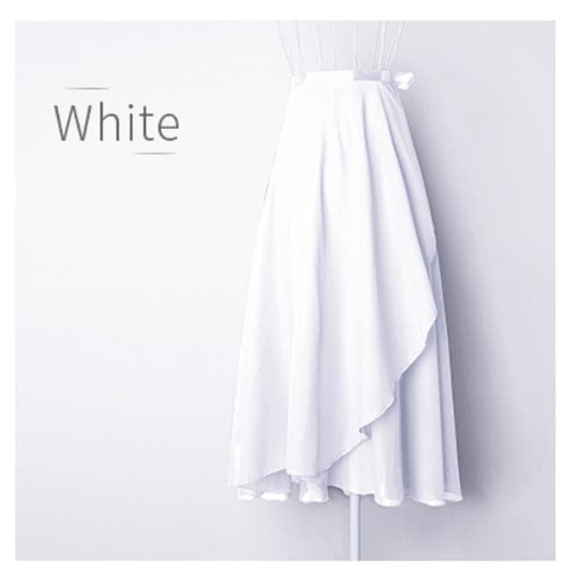 Chiffon Ballet Tutu Dance Skirt Dance Skate Wrap Scarf Gymnastics Ballerina Lyrical Long Ballet Skirt Women Ballet Dance Dress One Size white