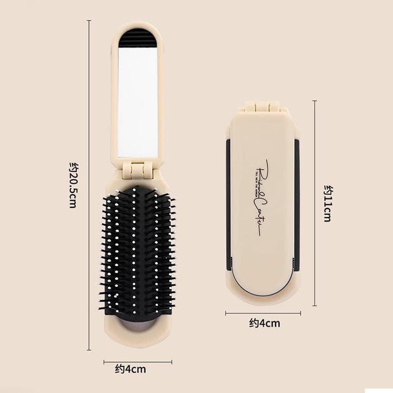 Mini Hair Brush Folding Massage Comb Head Massage Anti-Static Portable Travel Hair Brush Girl Hair Combs With Mirror